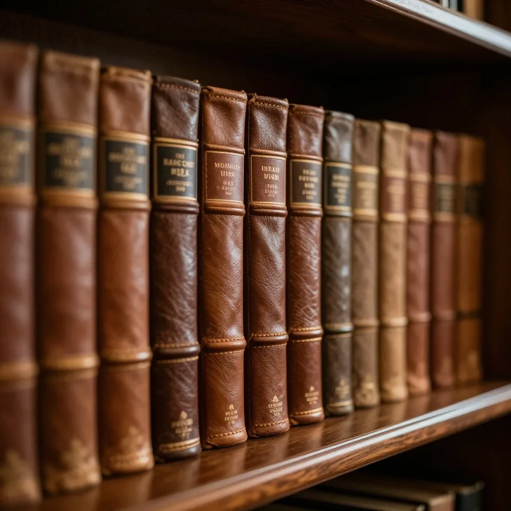 Archivo de informes encuadernados en estantería de madera