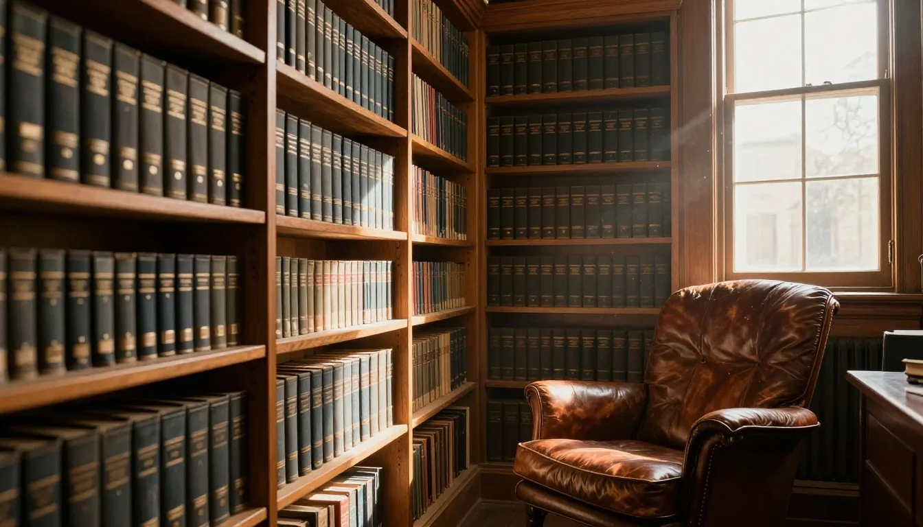 Sala de lectura con estantes de informes técnicos